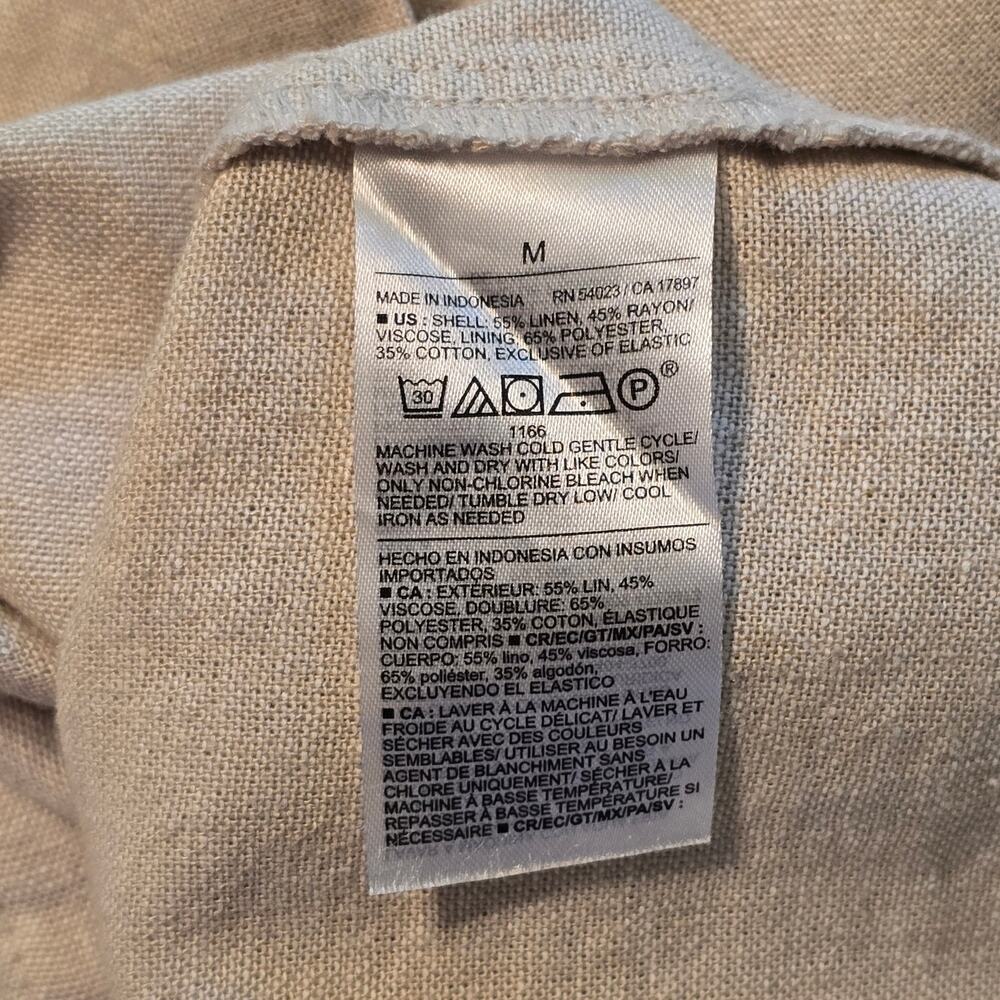 Old Navy Mini Dress Womens Size Medium Beige Linen Blend Smocked Cottagecore NWT - Picture 6 of 11